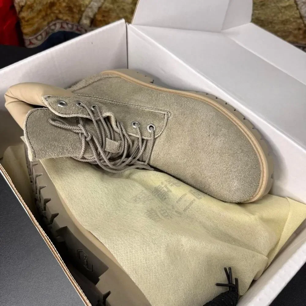 Unbranded Men's Grey and Cream Boots